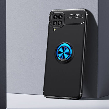 Samsung Galaxy A12 Ultra Koruma Sağlayan Stant Özellikli Yüzüklü Ravel Silikon Kılıf