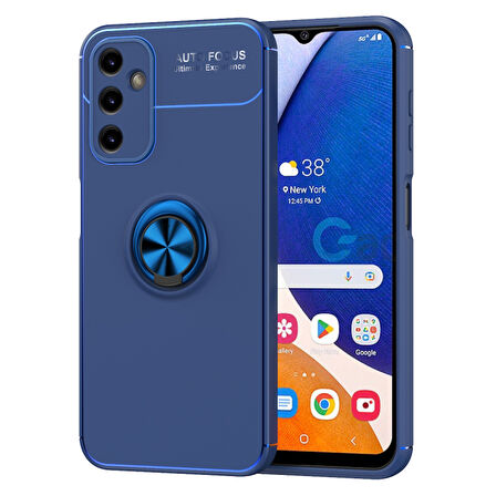 Samsung Galaxy A14 Kılıf Yüzüğü Stant ve Araç Tutucu Olabilen Şık Esnek Premium Silikon Kapak RYC/Ravel