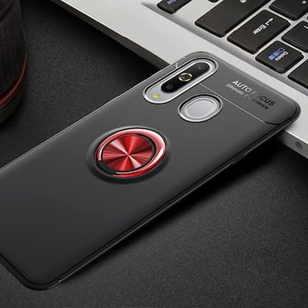 Samsung Galaxy A20S Kılıf Yüzüğü Stant ve Araç Tutucu Olabilen Şık Esnek Premium Silikon Kapak RYC/Ravel