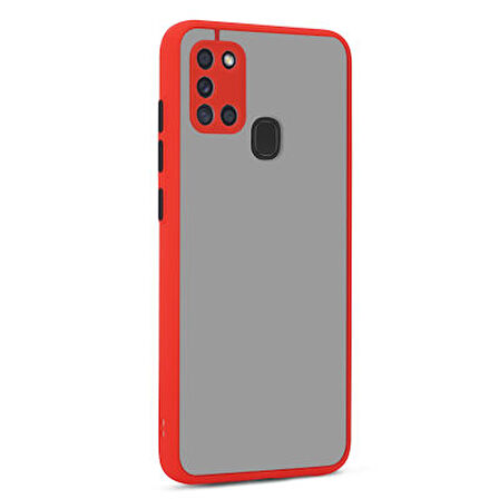 Samsung Galaxy A21S Kılıf Kenarları Renkli Sert Yapılı Şık Silikon Kapak RYC/Hux