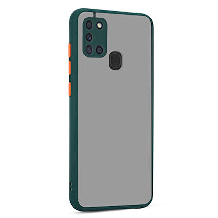 Samsung Galaxy A21S Kılıf Arkası Buğulu Kenarları Renkli Sert Premium Silikon Kapak RCV/Hux