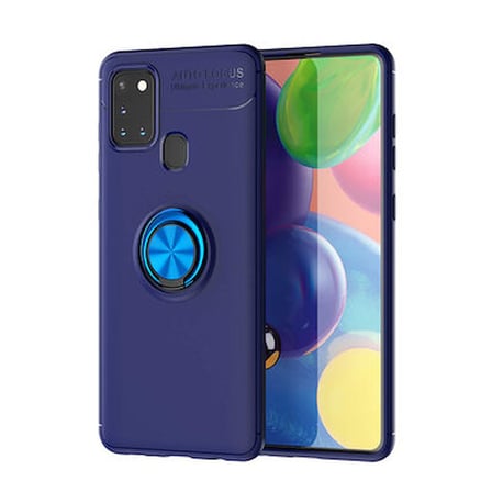 Samsung Galaxy A21S Ultra Koruma Sağlayan Stant Özellikli Yüzüklü Ravel Silikon Kılıf