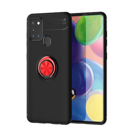 Samsung Galaxy A21S Ultra Koruma Sağlayan Stant Özellikli Yüzüklü Ravel Silikon Kılıf