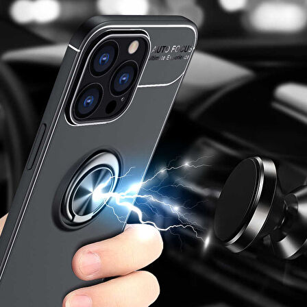 Samsung Galaxy A21 Ultra Koruma Sağlayan Stant Özellikli Yüzüklü Ravel Silikon Kılıf