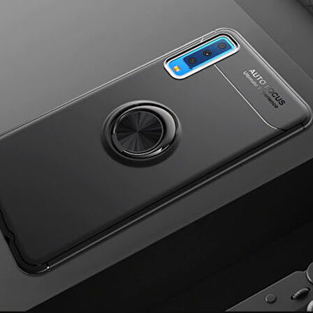 Samsung Galaxy A7 2018 Ultra Koruma Sağlayan Stant Özellikli Yüzüklü Ravel Silikon Kılıf