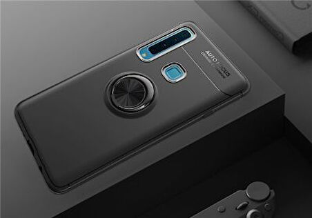 Samsung Galaxy A9 2018 Kılıf Yüzüğü Stant ve Araç Tutucu Olabilen Şık Esnek Premium Silikon Kapak RYC/Ravel