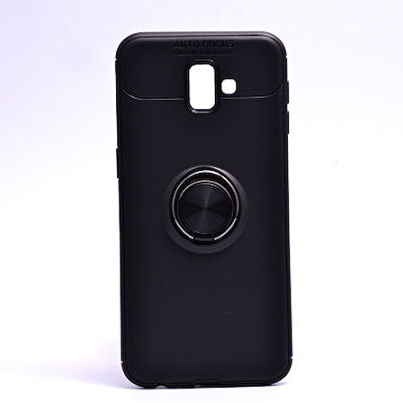 Samsung Galaxy J6 Plus Ultra Koruma Sağlayan Stant Özellikli Yüzüklü Ravel Silikon Kılıf