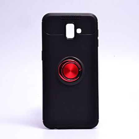 Samsung Galaxy J6 Plus Ultra Koruma Sağlayan Stant Özellikli Yüzüklü Ravel Silikon Kılıf