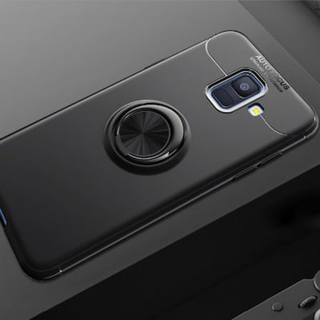 Samsung Galaxy J6 Kılıf Yüzüğü Stant ve Araç Tutucu Olabilen Şık Esnek Premium Silikon Kapak RYC/Ravel
