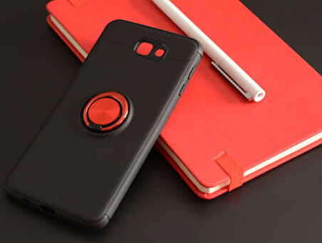 Samsung Galaxy J7 Prime Ultra Koruma Sağlayan Stant Özellikli Yüzüklü Ravel Silikon Kılıf