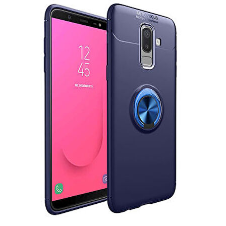 Samsung Galaxy J8  Kılıf Yüzüklü Sağlam Esnek Ringo Silikon Kapak