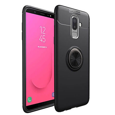 Samsung Galaxy J8 Ultra Koruma Sağlayan Stant Özellikli Yüzüklü Ravel Silikon Kılıf