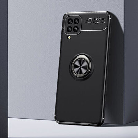 Samsung Galaxy M12 Ultra Koruma Sağlayan Stant Özellikli Yüzüklü Ravel Silikon Kılıf