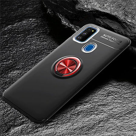Samsung Galaxy M21  Kılıf Yüzüklü Sağlam Esnek Ringo Silikon Kapak