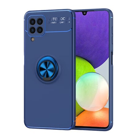 Samsung Galaxy M22 Kılıf Yüzüğü Stant ve Araç Tutucu Olabilen Şık Esnek Premium Silikon Kapak RYC/Ravel