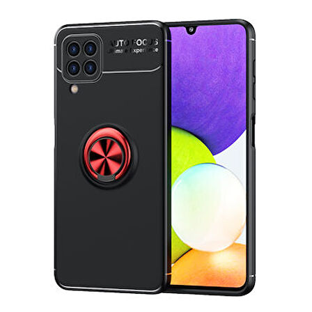 Samsung Galaxy M32 Kılıf Yüzüğü Stant ve Araç Tutucu Olabilen Şık Esnek Premium Silikon Kapak RYC/Ravel