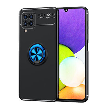 Samsung Galaxy M32 Ultra Koruma Sağlayan Stant Özellikli Yüzüklü Ravel Silikon Kılıf