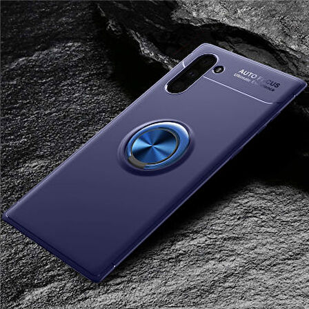Samsung Galaxy Note 10 Kılıf Yüzüğü Stant ve Araç Tutucu Olabilen Şık Esnek Premium Silikon Kapak RYC/Ravel
