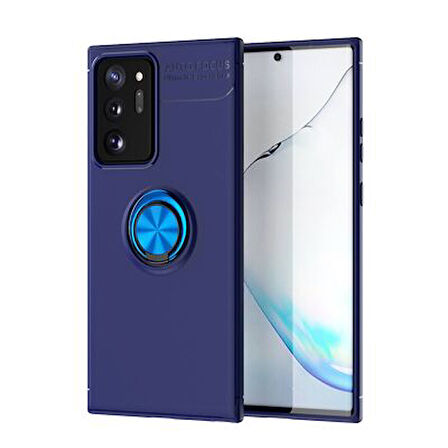 Samsung Galaxy Note 20 Ultra Kılıf Yüzüğü Stant ve Araç Tutucu Olabilen Şık Esnek Premium Silikon Kapak RYC/Ravel