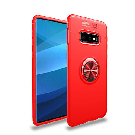 Samsung Galaxy S10E Kılıf Yüzüğü Stant ve Araç Tutucu Olabilen Şık Esnek Premium Silikon Kapak RYC/Ravel