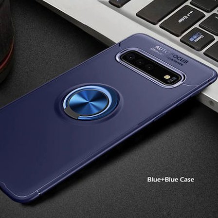 Samsung Galaxy S10 Ultra Koruma Sağlayan Stant Özellikli Yüzüklü Ravel Silikon Kılıf