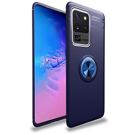 Samsung Galaxy S20 Ultra Kılıf Yüzüğü Stant ve Araç Tutucu Olabilen Şık Esnek Premium Silikon Kapak RYC/Ravel