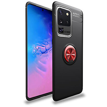 Samsung Galaxy S20 Ultra Kılıf Yüzüğü Stant ve Araç Tutucu Olabilen Şık Esnek Premium Silikon Kapak RYC/Ravel
