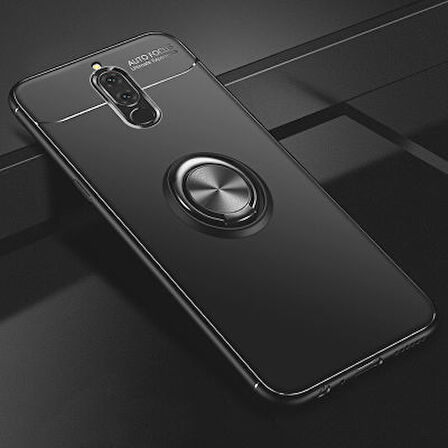 Huawei Mate 10 Lite Kılıf Yüzüğü Stant ve Araç Tutucu Olabilen Şık Esnek Premium Silikon Kapak RYC/Ravel