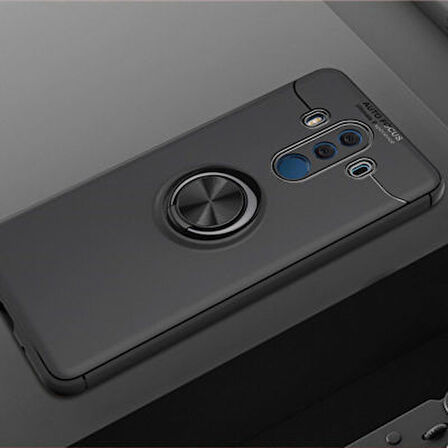 Huawei Mate 10 Pro Kılıf Yüzüğü Stant ve Araç Tutucu Olabilen Şık Esnek Premium Silikon Kapak RYC/Ravel