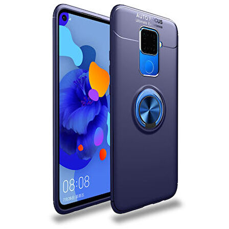 Huawei Mate 30 Lite Kılıf Yüzüğü Stant ve Araç Tutucu Olabilen Şık Esnek Premium Silikon Kapak RYC/Ravel