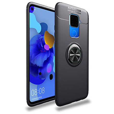 Huawei Mate 30 Lite Kılıf Yüzüğü Stant ve Araç Tutucu Olabilen Şık Esnek Premium Silikon Kapak RYC/Ravel