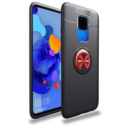 Huawei Mate 30 Lite Ultra Koruma Sağlayan Stant Özellikli Yüzüklü Ravel Silikon Kılıf