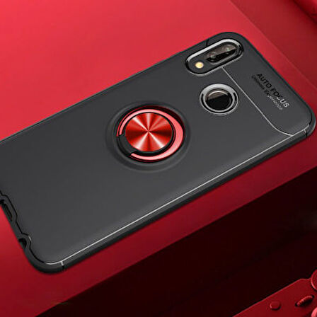 Huawei P20 Lite Kılıf Yüzüğü Stant ve Araç Tutucu Olabilen Şık Esnek Premium Silikon Kapak RYC/Ravel