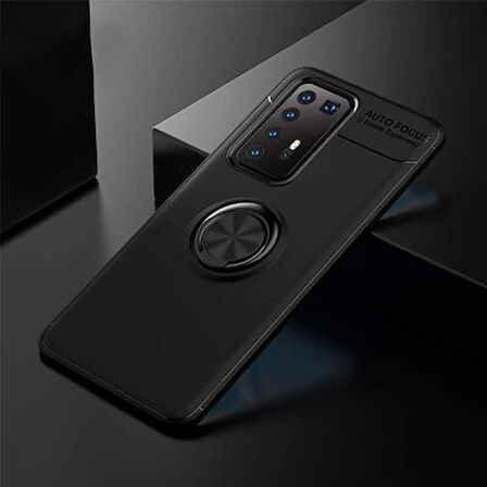 Huawei P40 Pro Kılıf Yüzüğü Stant ve Araç Tutucu Olabilen Şık Esnek Premium Silikon Kapak RYC/Ravel