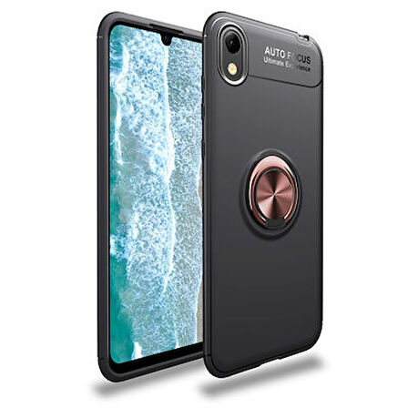 Huawei Y5 2019 Ultra Koruma Sağlayan Stant Özellikli Yüzüklü Ravel Silikon Kılıf