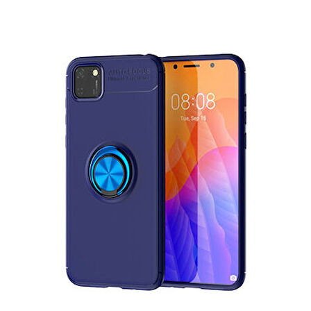 Huawei Y5P Ultra Koruma Sağlayan Stant Özellikli Yüzüklü Ravel Silikon Kılıf