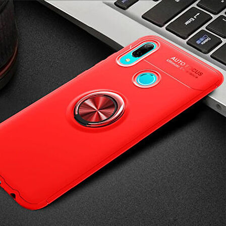 Huawei Y6 2019 Kılıf Yüzüğü Stant ve Araç Tutucu Olabilen Şık Esnek Premium Silikon Kapak RYC/Ravel