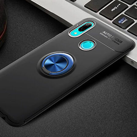 Huawei Y6 2019 Kılıf Yüzüğü Stant ve Araç Tutucu Olabilen Şık Esnek Premium Silikon Kapak RYC/Ravel