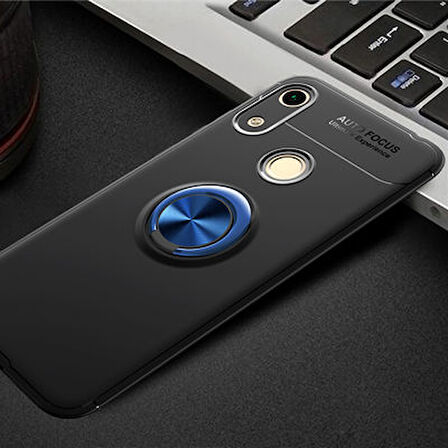 Huawei Y6S 2019 Kılıf Yüzüğü Stant ve Araç Tutucu Olabilen Şık Esnek Premium Silikon Kapak RYC/Ravel