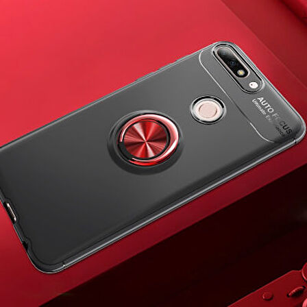 Huawei Y7 2018  Kılıf Yüzüklü Sağlam Esnek Ringo Silikon Kapak