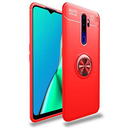 Oppo A5 2020 Kılıf Yüzüğü Stant ve Araç Tutucu Olabilen Şık Esnek Premium Silikon Kapak RYC/Ravel