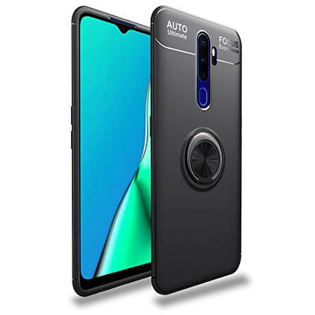 Oppo A5 2020 Kılıf Yüzüğü Stant ve Araç Tutucu Olabilen Şık Esnek Premium Silikon Kapak RYC/Ravel