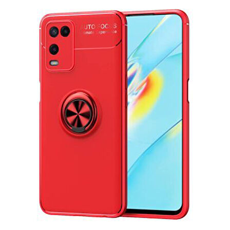 Oppo A54 4G Ultra Koruma Sağlayan Stant Özellikli Yüzüklü Ravel Silikon Kılıf