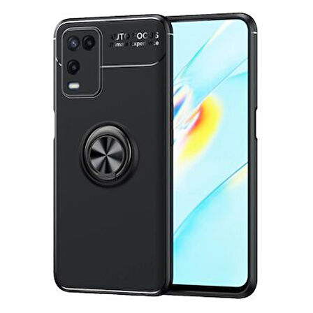 Oppo A54 4G Ultra Koruma Sağlayan Stant Özellikli Yüzüklü Ravel Silikon Kılıf