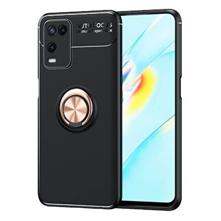 Oppo A54 4G Kılıf Yüzüğü Stant ve Araç Tutucu Olabilen Şık Esnek Premium Silikon Kapak RYC/Ravel