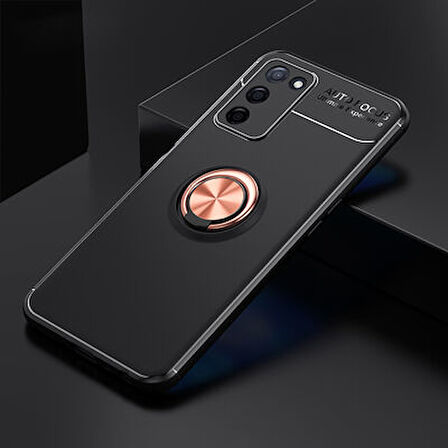 Oppo A55 5G Ultra Koruma Sağlayan Stant Özellikli Yüzüklü Ravel Silikon Kılıf