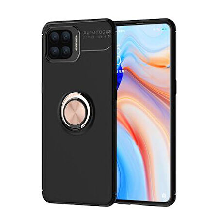 Oppo Reno A73 Kılıf Yüzüğü Stant ve Araç Tutucu Olabilen Şık Esnek Premium Silikon Kapak RYC/Ravel