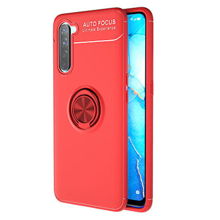 Oppo A91 Kılıf Yüzüğü Stant ve Araç Tutucu Olabilen Şık Esnek Premium Silikon Kapak RYC/Ravel