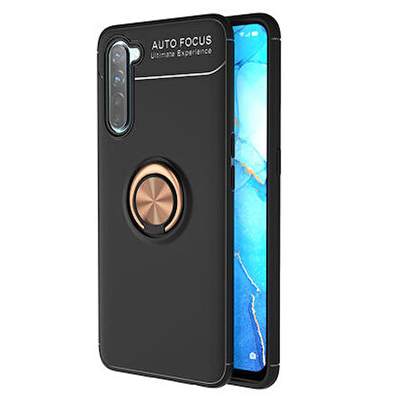 Oppo A91 Kılıf Yüzüğü Stant ve Araç Tutucu Olabilen Şık Esnek Premium Silikon Kapak RYC/Ravel