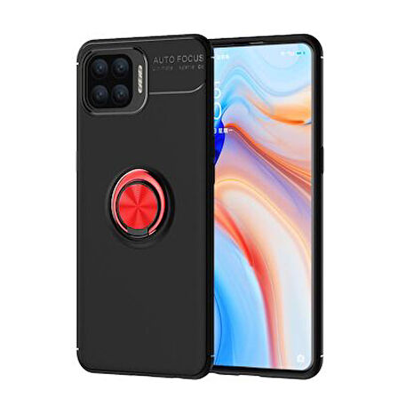 Oppo Reno 4 Lite Ultra Koruma Sağlayan Stant Özellikli Yüzüklü Ravel Silikon Kılıf